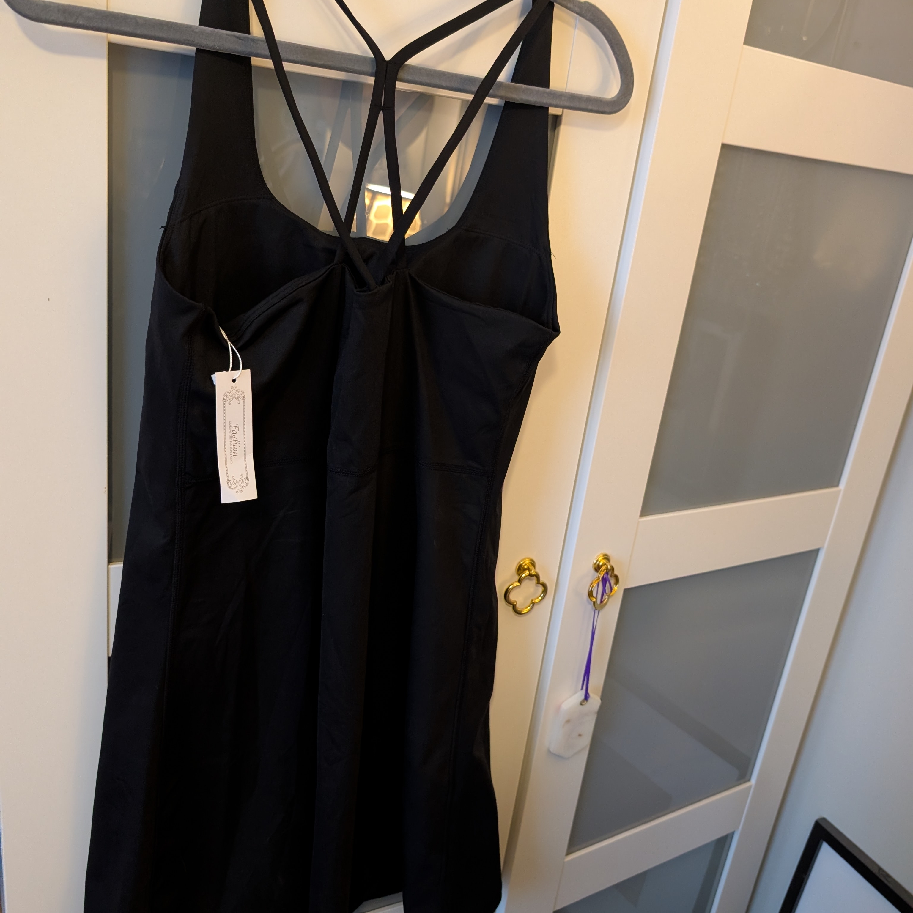 Black Strappy Athletic Dress With Shorts